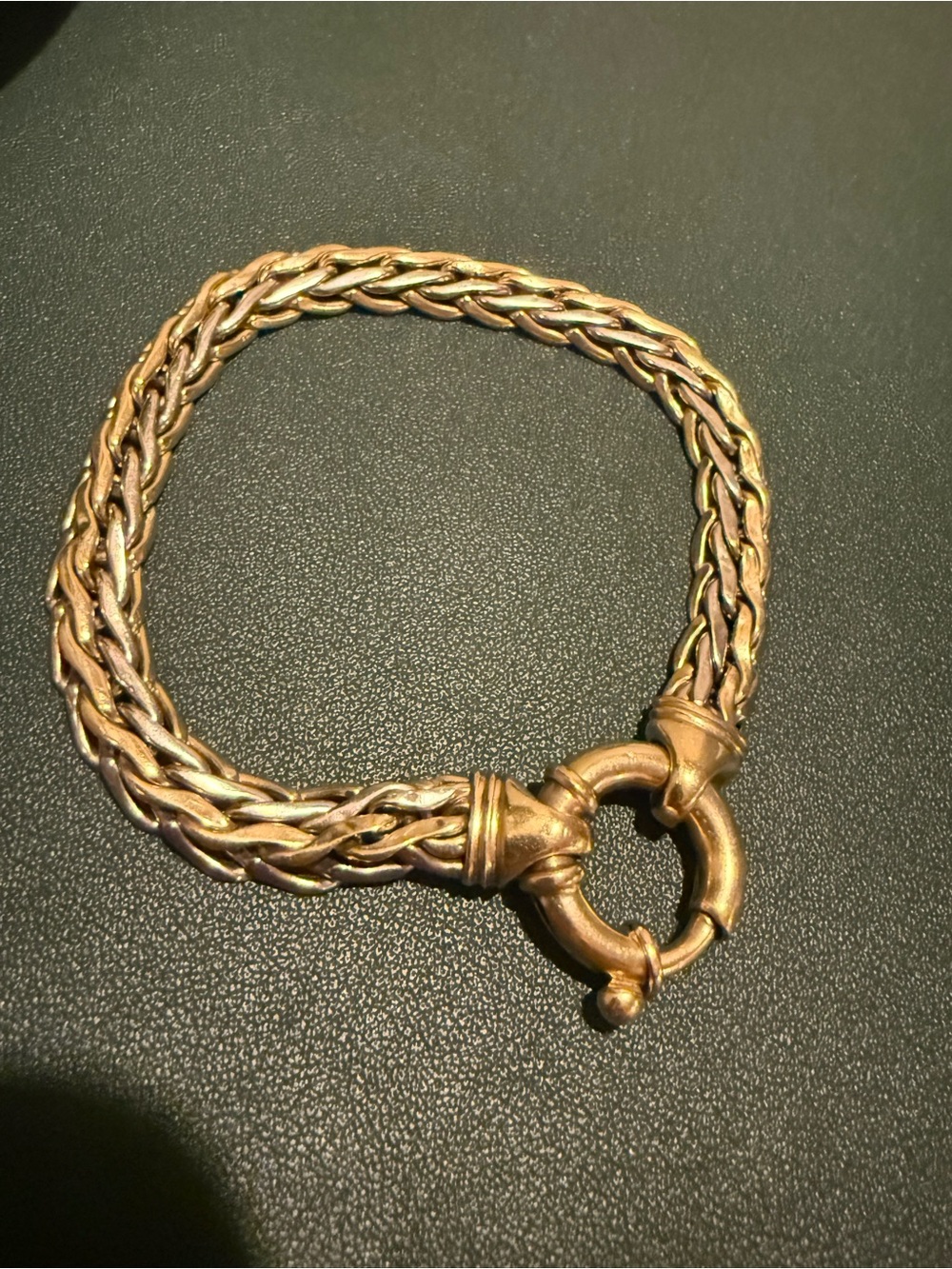 Vintage Solid18kt Gold Braided Bracelet With Large Bolt Ring Clasp Cetas 750